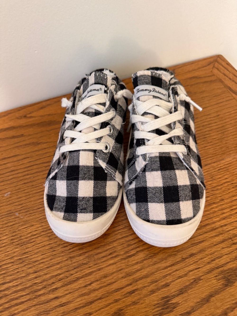 Tommy Bahama Plaid Canvas Sneaker - Black & White